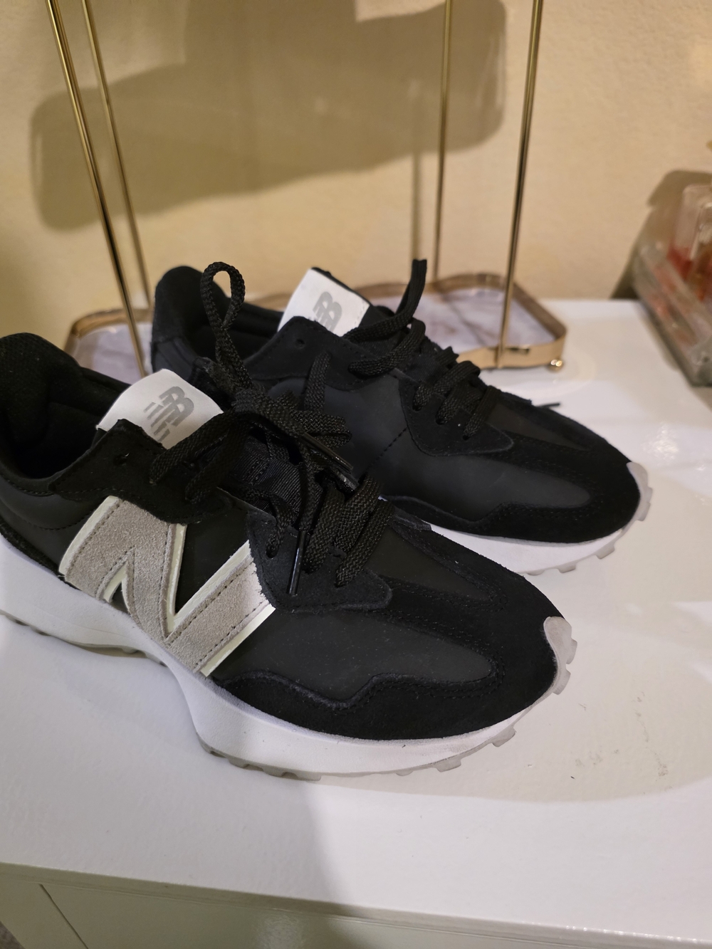 New Balance Kids' Black and White Sneakers